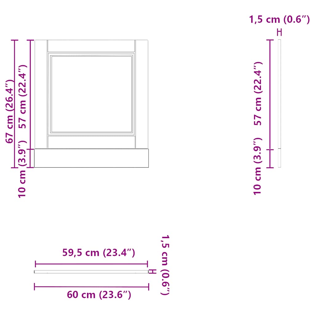 vidaXL Πίνακας πλυντηρίου πιάτων Porto Καφέ Δρυς 60x1,5x67 εκ.
