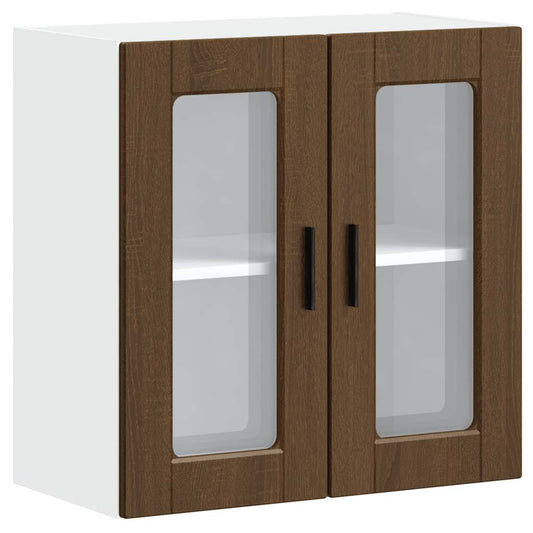 vidaXL Ντουλάπι τοίχου κουζίνας με γυάλινη πόρτα Porto Καφέ δρυς