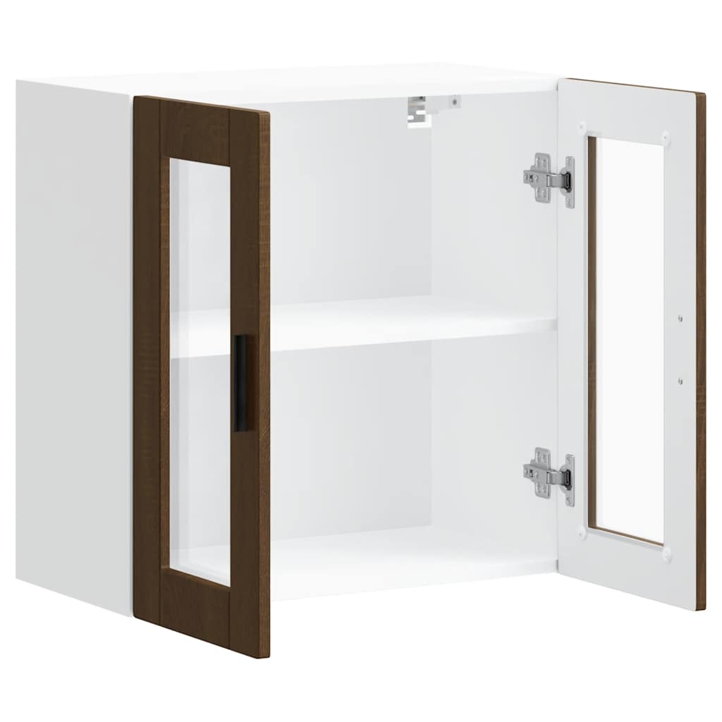 vidaXL Ντουλάπι τοίχου κουζίνας με γυάλινη πόρτα Porto Καφέ δρυς