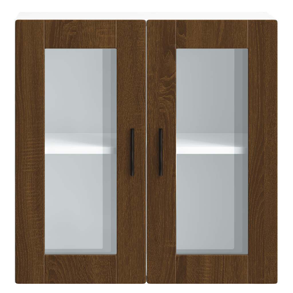 vidaXL Ντουλάπι τοίχου κουζίνας με γυάλινη πόρτα Porto Καφέ δρυς