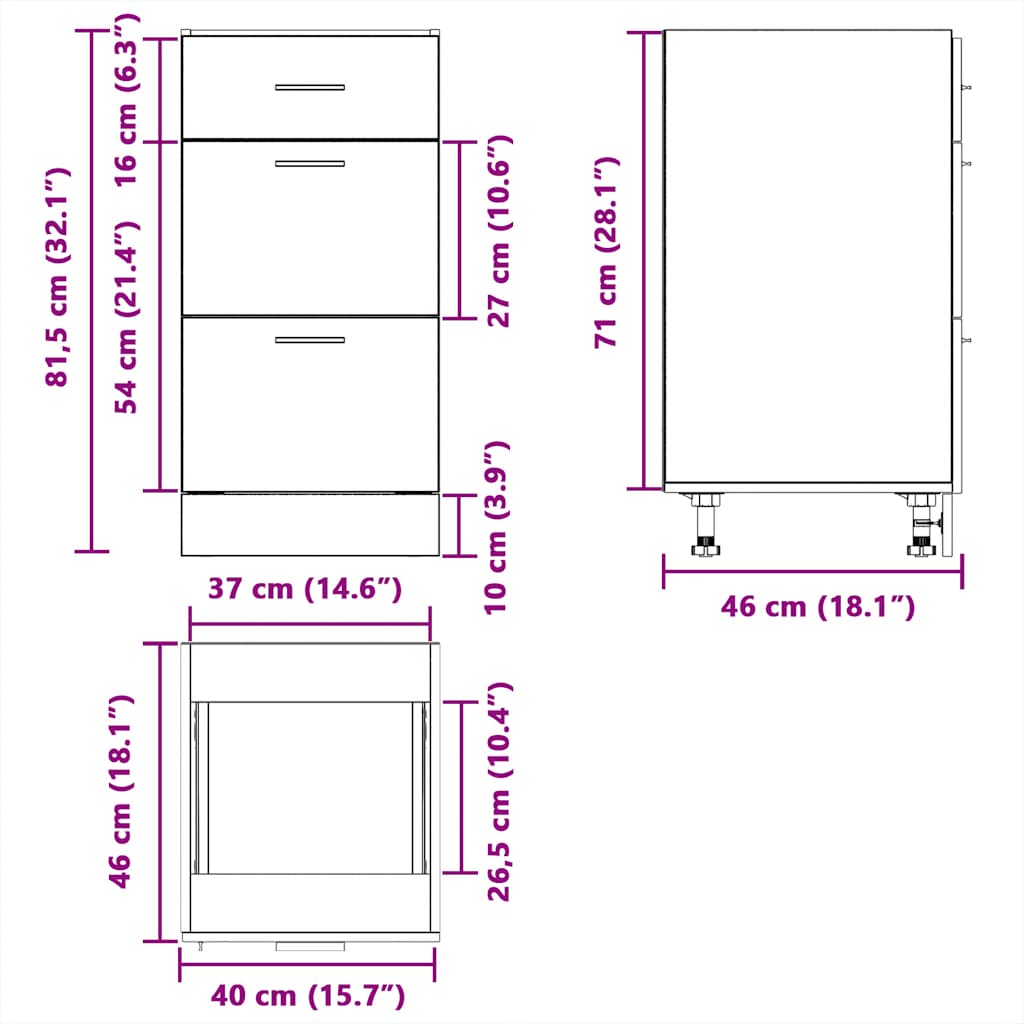 vidaXL Ντουλάπι "Lyon" Γκρι από Σκυρόδεμα 40x46x81,5 εκ. από Τεχνητό Ξύλο