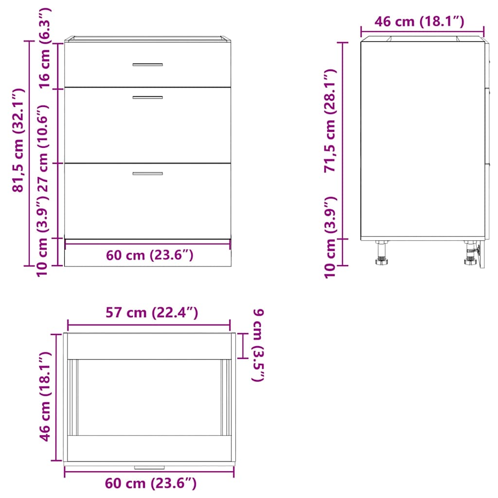 vidaXL Βάση Κουζίνας "Lyon" από Τεχνητό Ξύλο Δρυός Sonoma