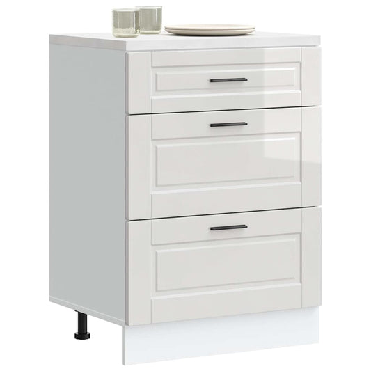 vidaXL Βάση Κουζίνας "Porto" Γυαλιστερό Λευκό Ξύλο Μηχανικής Επεξεργασίας