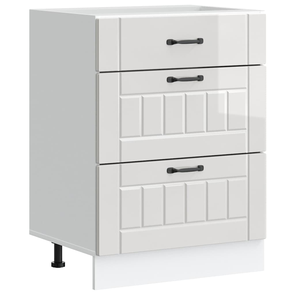 vidaXL ντουλάπι βάσης κουζίνας Lucca Λευκό Υψηλής στιλπνότητας