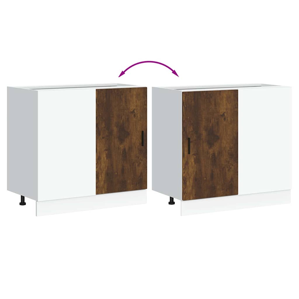 vidaXL Ντουλάπι βάσης νεροχύτη Lyon Καπνιστή Δρυς Επεξεργασμένο Ξύλο