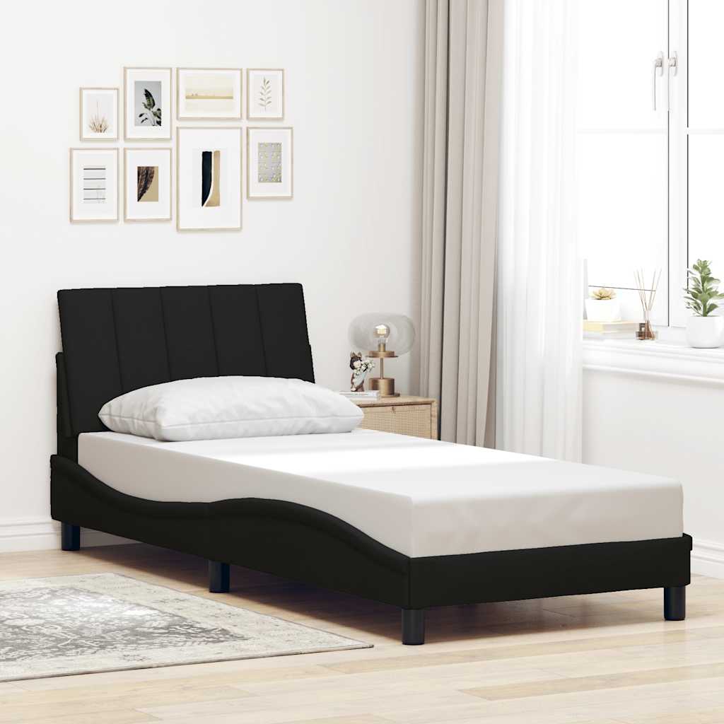 vidaXL Σκελετός Κρεβατιού Χωρίς Στρώμα Hanko Μαύρο 90x190 εκ. Υφασμάτινο