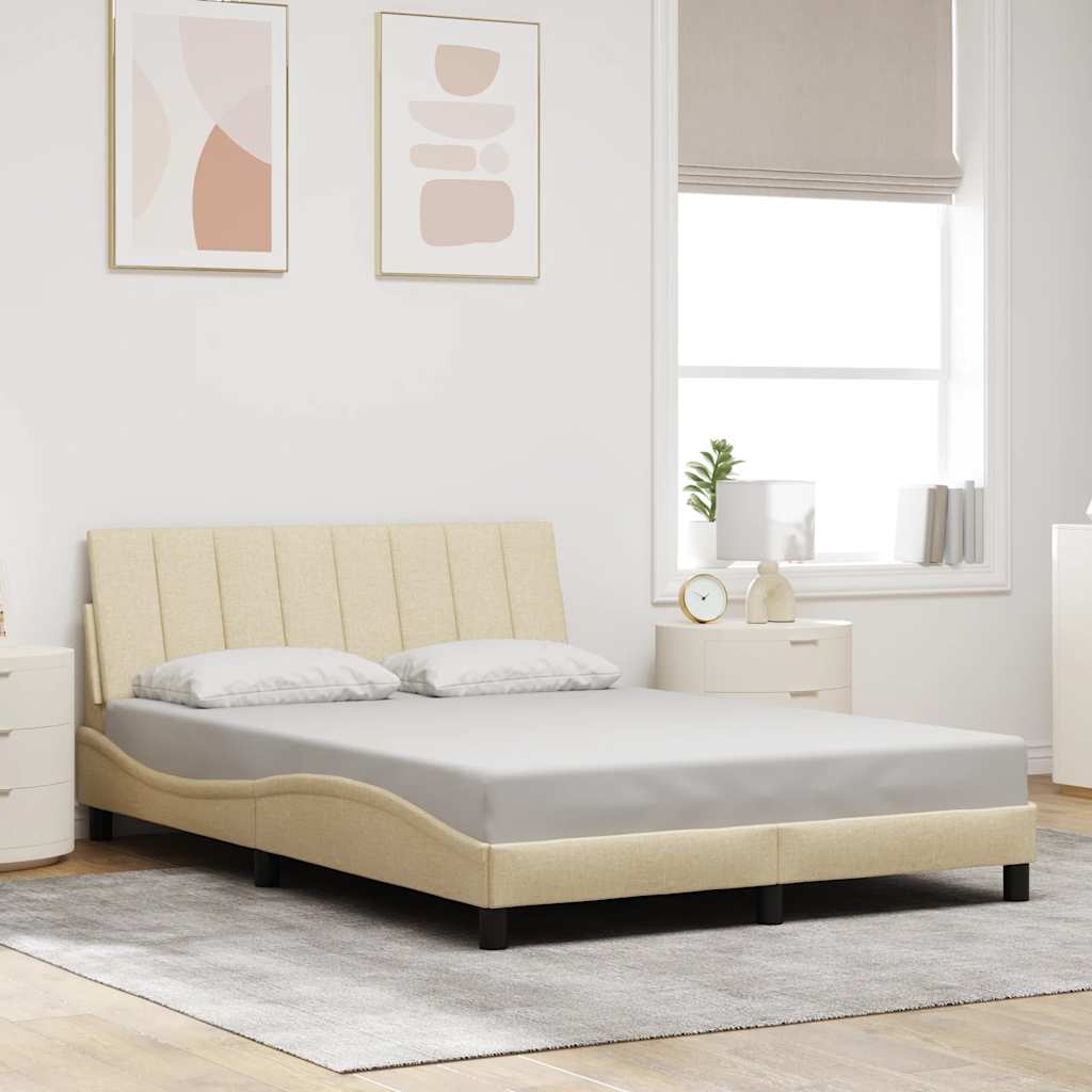 vidaXL Σκελετός Κρεβατιού Χωρίς Στρώμα Hanko Κρεμ 140x190 εκ. Υφασμάτινο