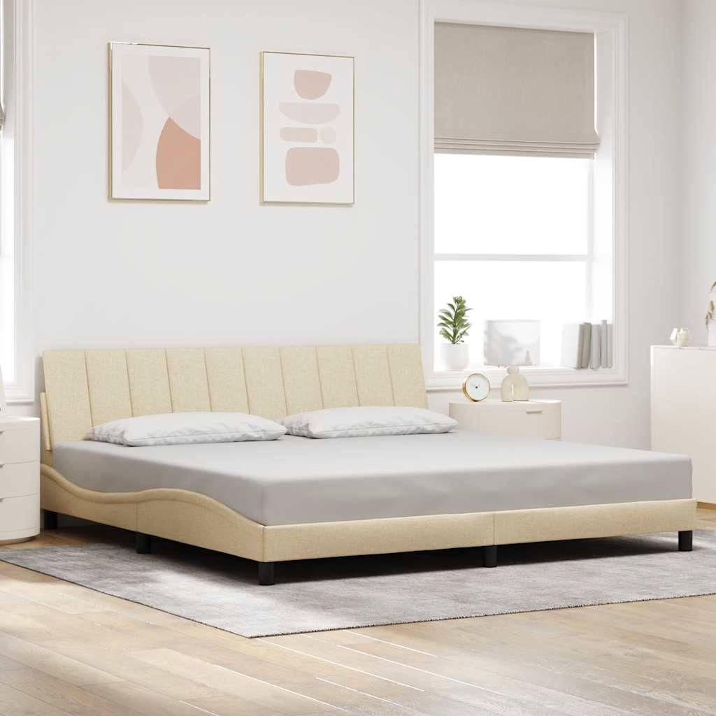 vidaXL Σκελετός Κρεβατιού Χωρίς Στρώμα Hanko Κρεμ 200x200 εκ. Υφασμάτινο