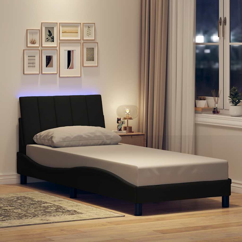 vidaXL Σκελετός Κρεβατιού Χωρίς Στρώμα Hanko Μαύρο 90x190 εκ. Υφασμάτινο