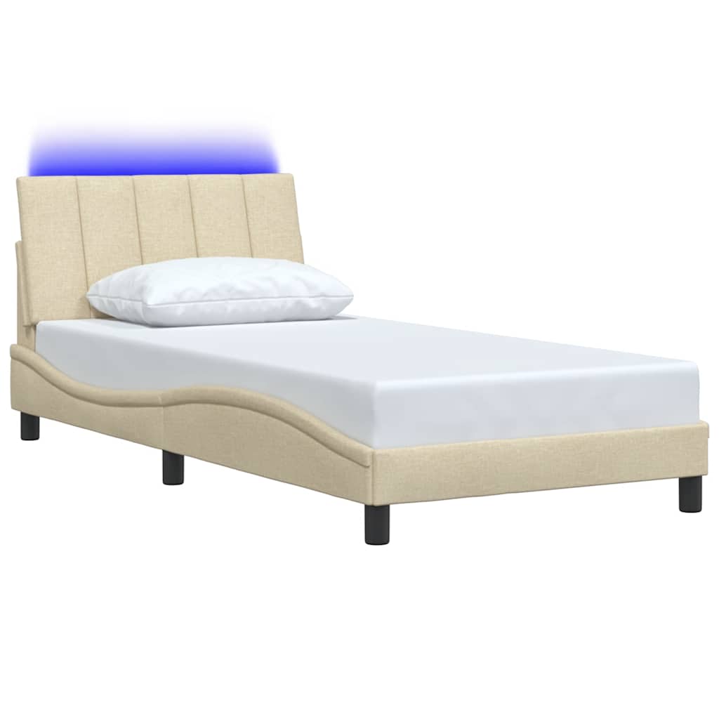 vidaXL Σκελετός Κρεβατιού Χωρίς Στρώμα Hanko Κρεμ 100 x 200 εκ. Υφασμάτινο
