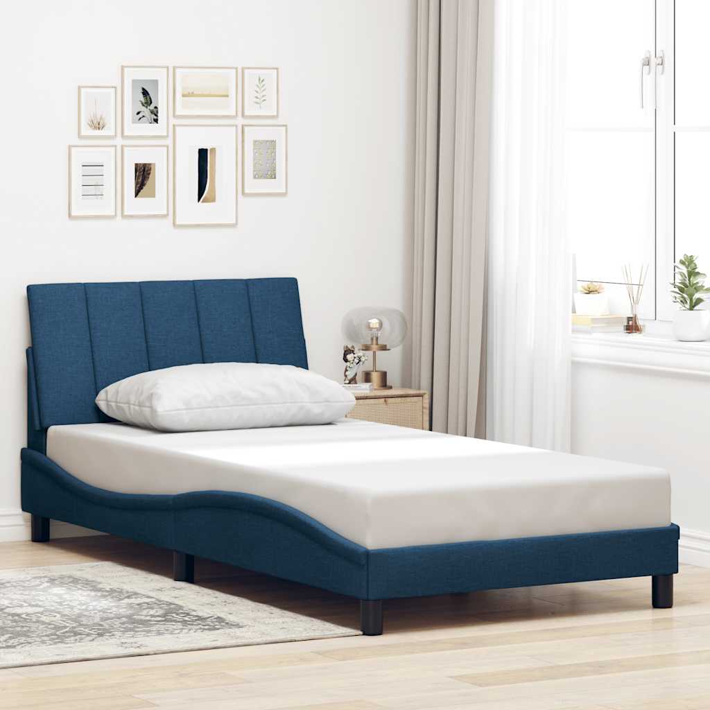 vidaXL Σκελετός Κρεβατιού Χωρίς Στρώμα Hanko Μπλε 100x200 εκ. Υφασμάτινο