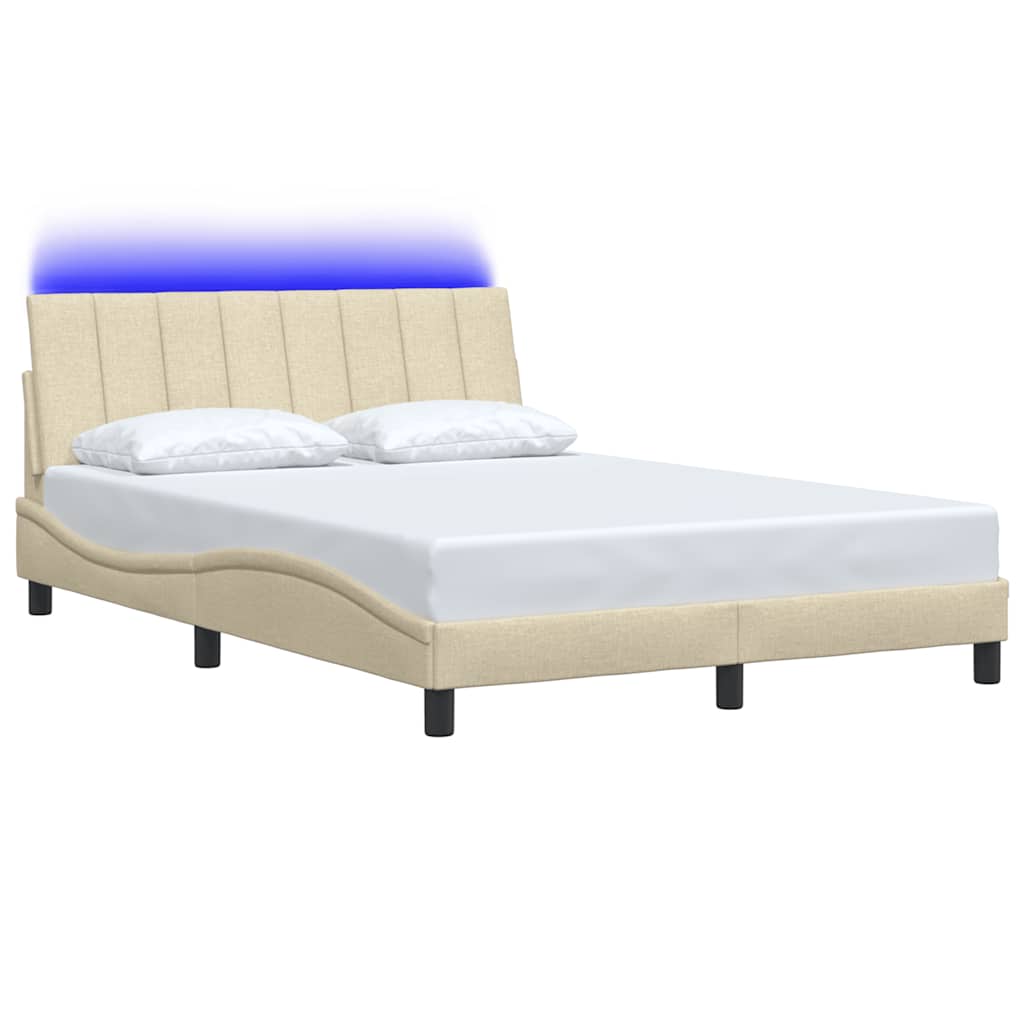 vidaXL Σκελετός Κρεβατιού Χωρίς Στρώμα Hanko Κρεμ 140x200 εκ.Υφασμάτινο