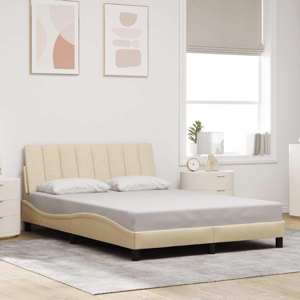 vidaXL Σκελετός Κρεβατιού Χωρίς Στρώμα Hanko Κρεμ 140x200 εκ.Υφασμάτινο