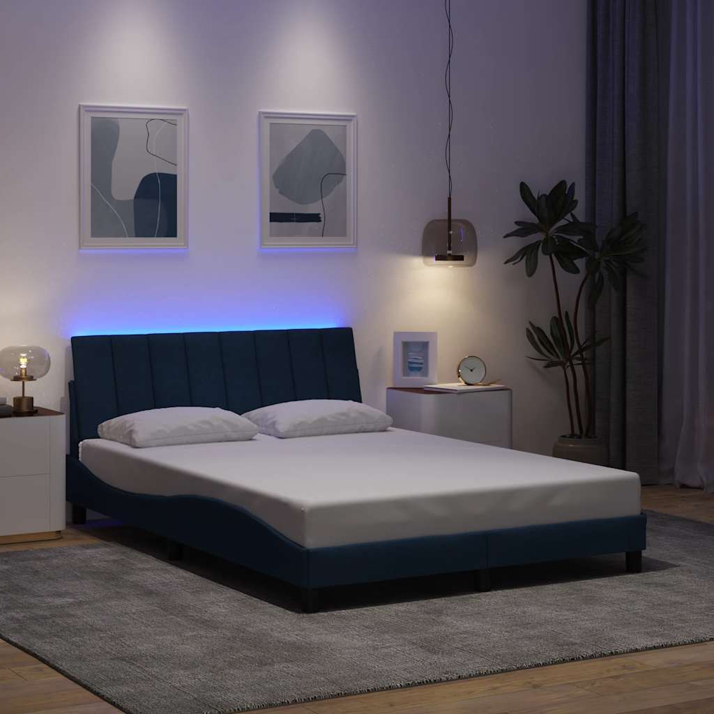 vidaXL Σκελετός Κρεβατιού Χωρίς Στρώμα Hanko Μπλε 140x200 εκ.Υφασμάτινο