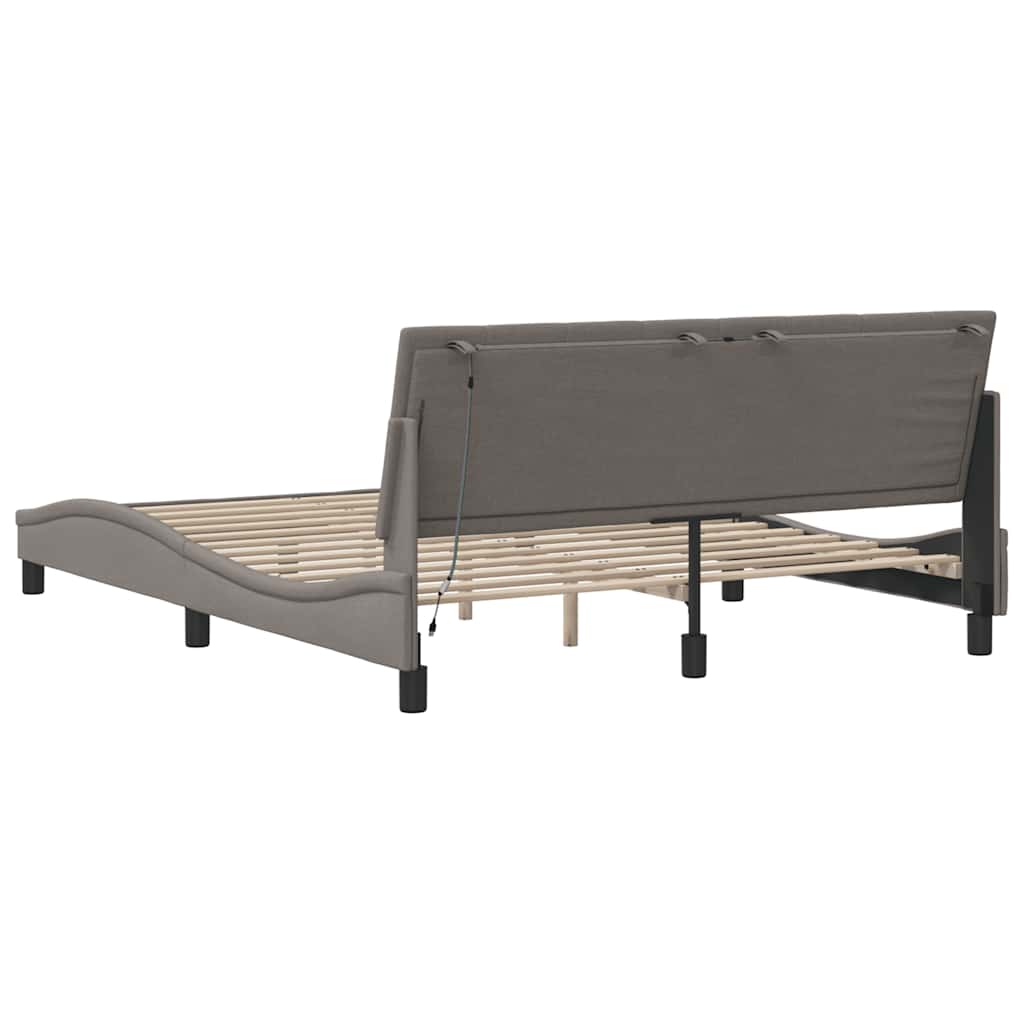vidaXL Σκελετός Κρεβατιού Χωρίς Στρώμα Hanko Taupe 160x200 εκ. Υφασμάτινο