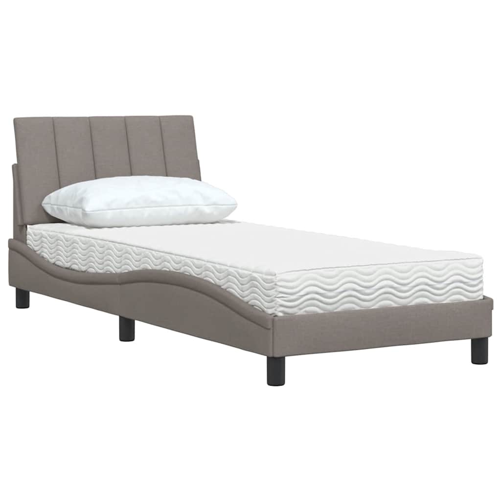 vidaXL Κρεβάτι με Στρώμα Hanko Taupe 80x200 εκ. Υφασμάτινο