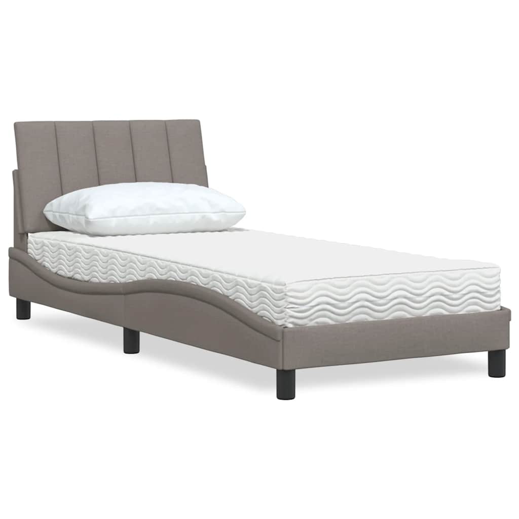vidaXL Κρεβάτι με Στρώμα Hanko Taupe 80x200 εκ. Υφασμάτινο
