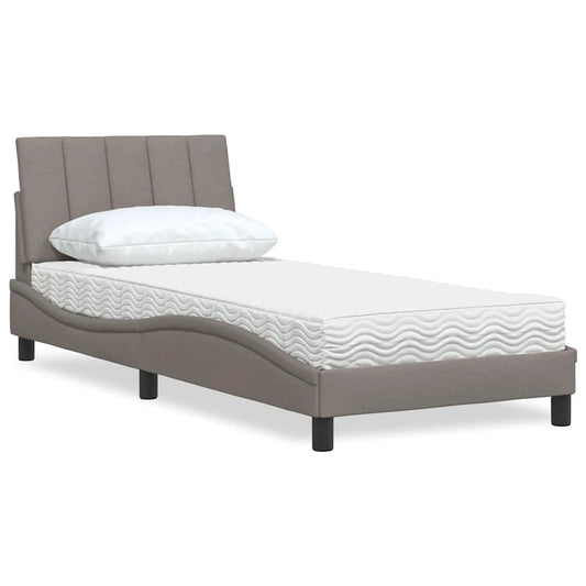 vidaXL Κρεβάτι με Στρώμα Hanko Taupe 80x200 εκ. Υφασμάτινο