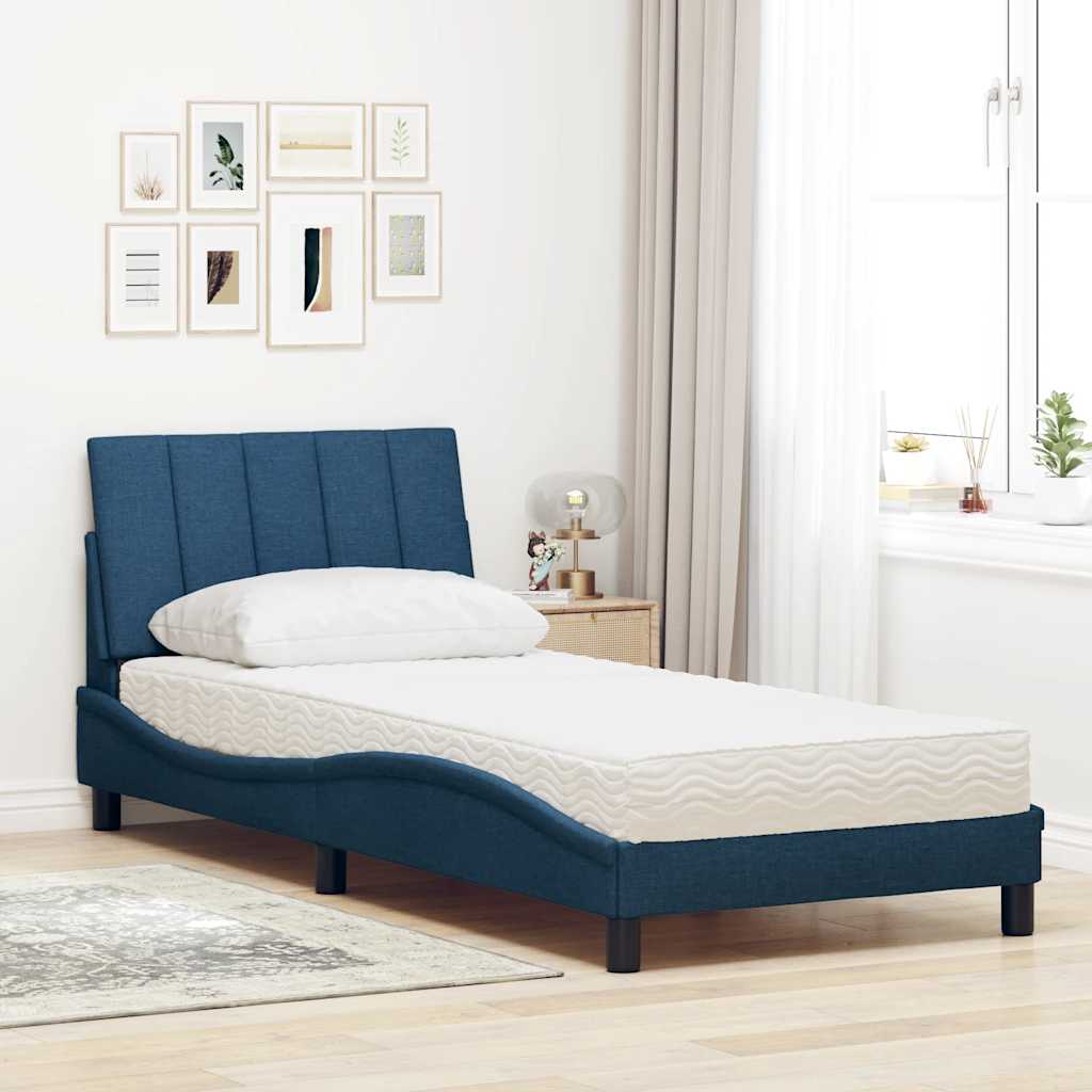 vidaXL Κρεβάτι με Στρώμα Hanko Μπλε 80x200 εκ. Υφασμάτινο
