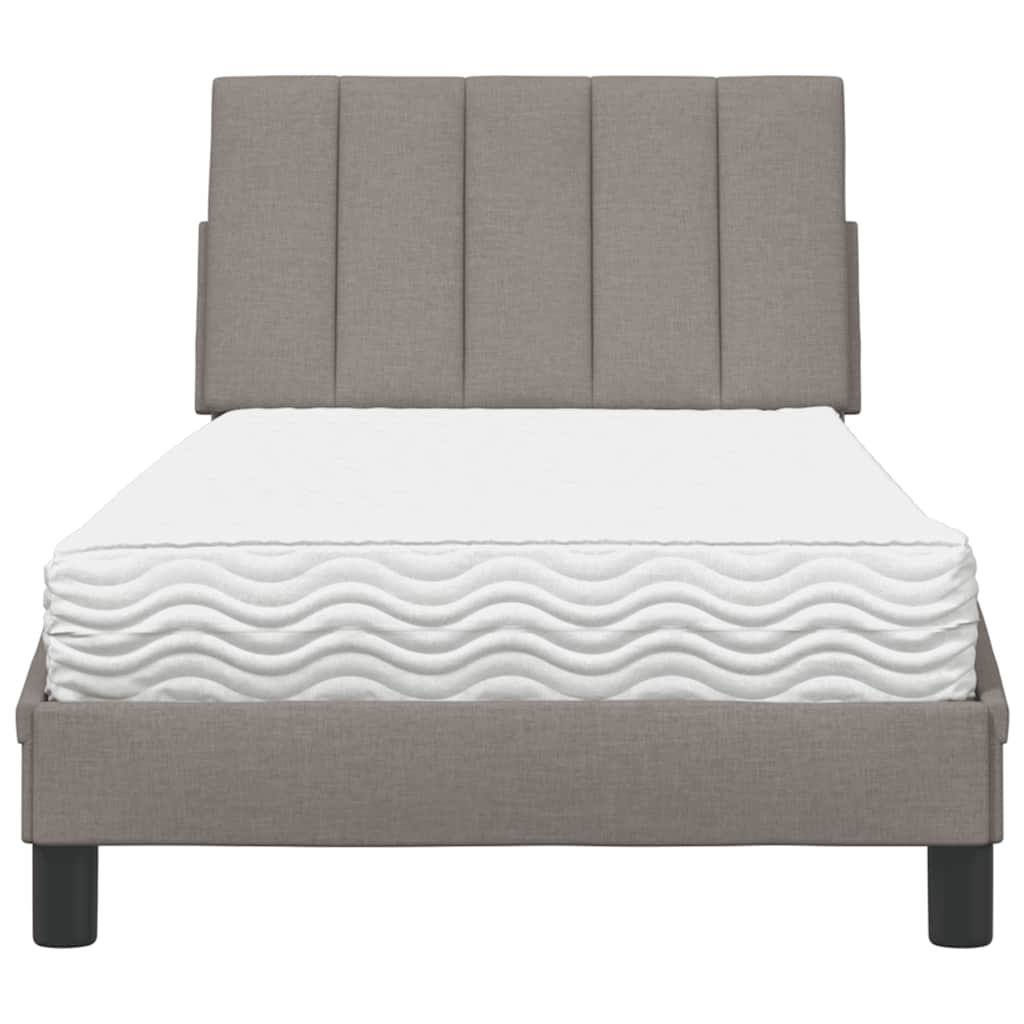 vidaXL Κρεβάτι με Στρώμα Hanko Taupe 90x190 εκ.Υφασμάτινο