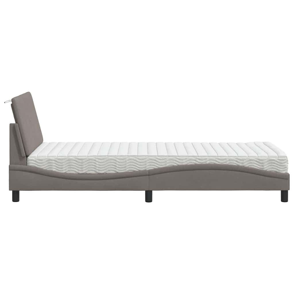 vidaXL Κρεβάτι με Στρώμα Hanko Taupe 90x190 εκ.Υφασμάτινο