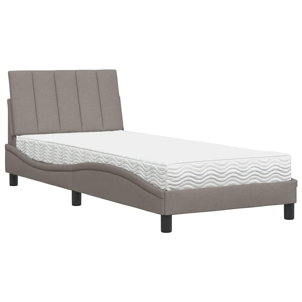 vidaXL Κρεβάτι με Στρώμα Taupe 90x200 εκ. Υφασμάτινο