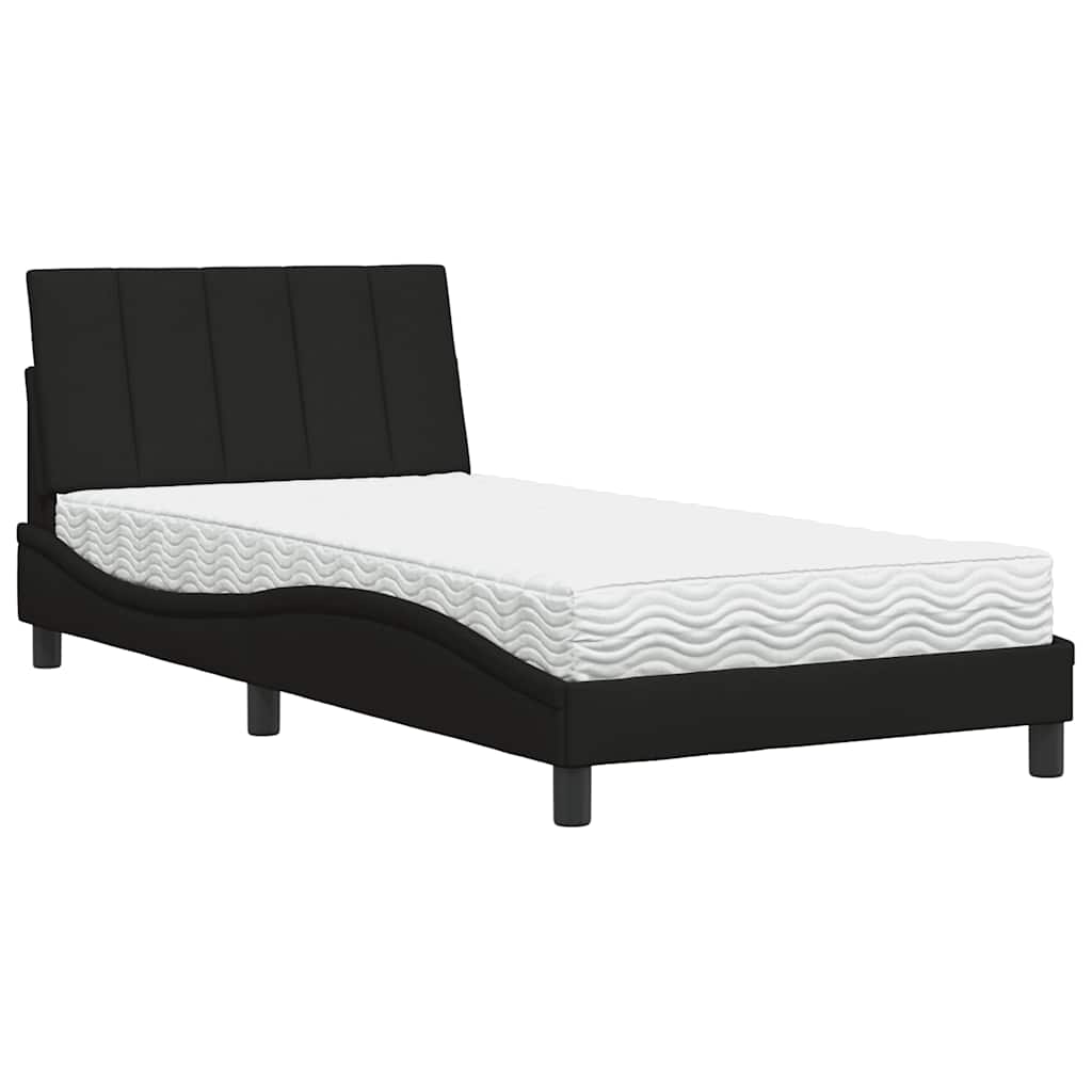 vidaXL Κρεβάτι με Στρώμα Hanko Μαύρο 100 x 200 εκ. Υφασμάτινο