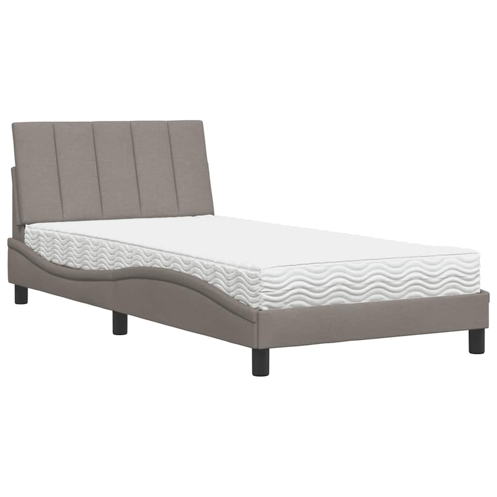 vidaXL Κρεβάτι με Στρώμα Hanko Taupe 100 x 200 εκ. Υφασμάτινο