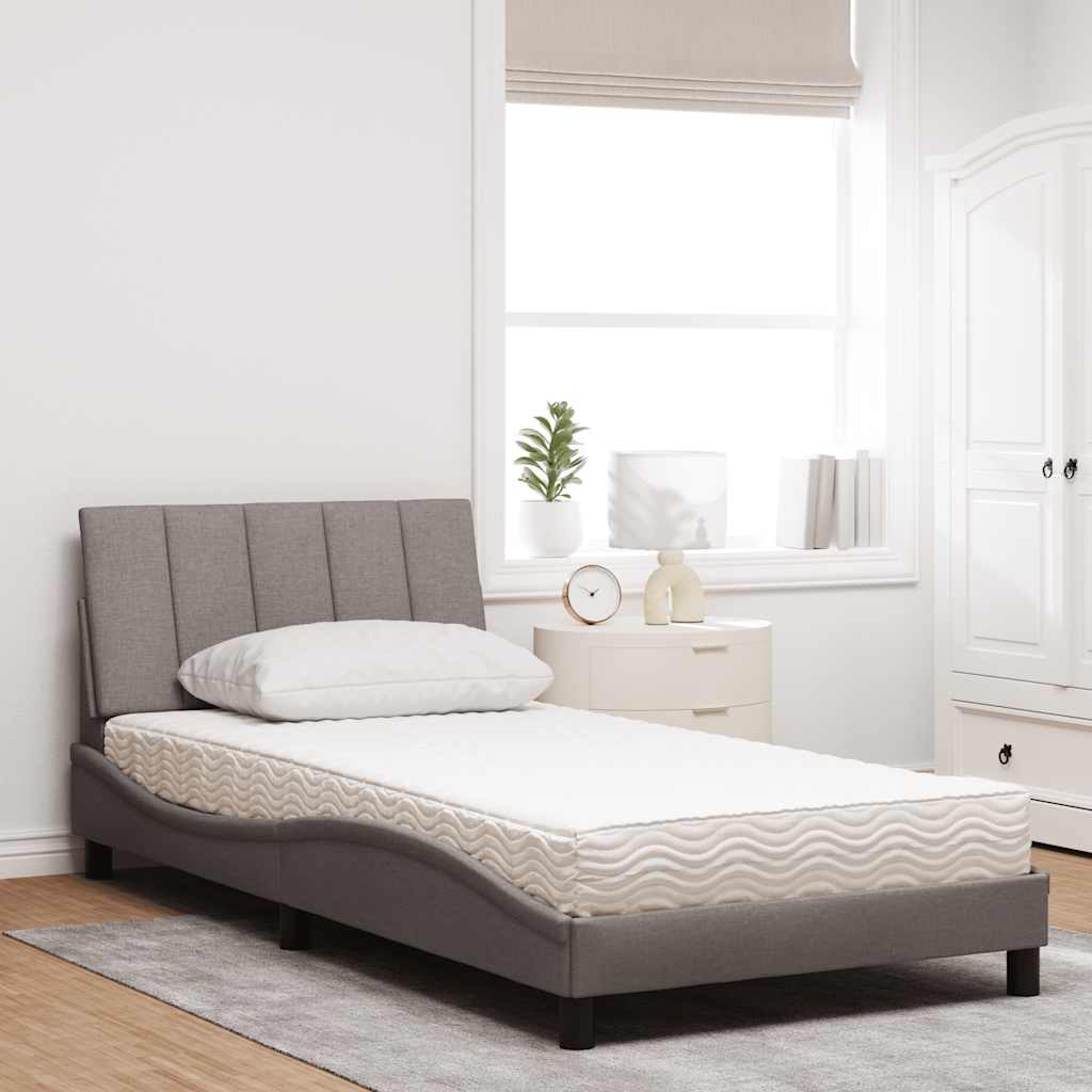 vidaXL Κρεβάτι με Στρώμα Hanko Taupe 100 x 200 εκ. Υφασμάτινο