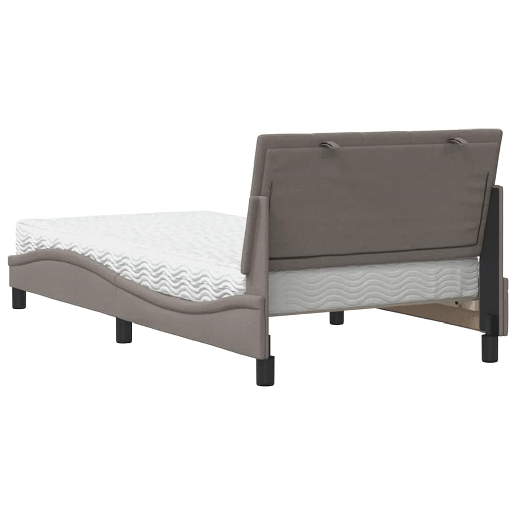 vidaXL Κρεβάτι με Στρώμα Hanko Taupe 100 x 200 εκ. Υφασμάτινο