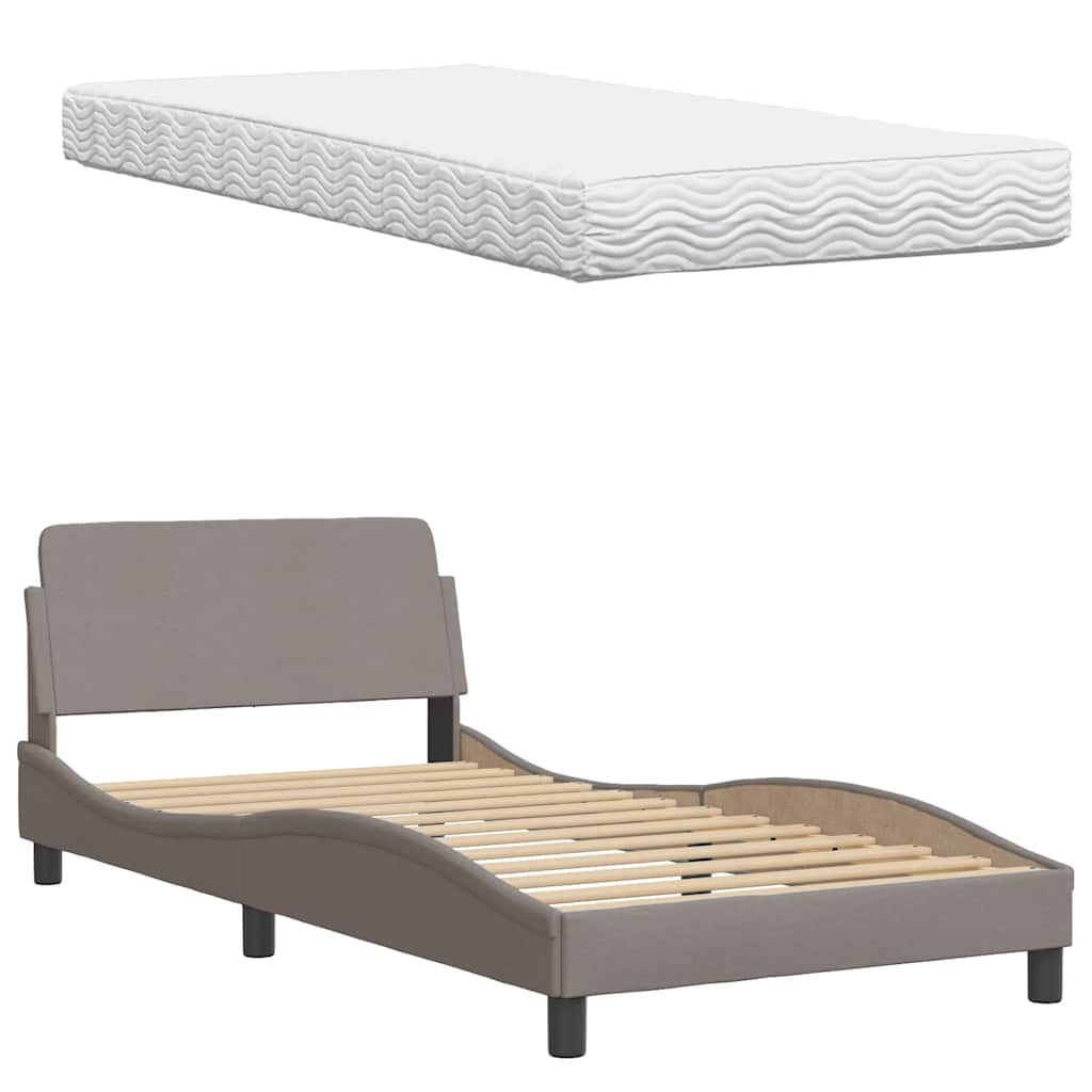 vidaXL Κρεβάτι με Στρώμα Hanko Taupe 100 x 200 εκ. Υφασμάτινο