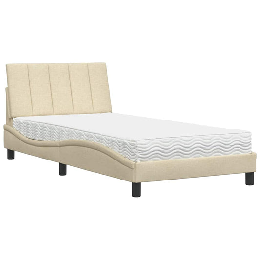 vidaXL Κρεβάτι με Στρώμα Hanko Κρεμ 100 x 200 εκ. Υφασμάτινο