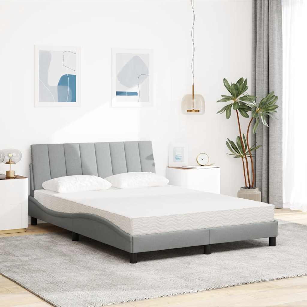 vidaXL Κρεβάτι με Στρώμα Hanko Ανοιχτό Γκρι 120x200 εκ. Υφασμάτινο