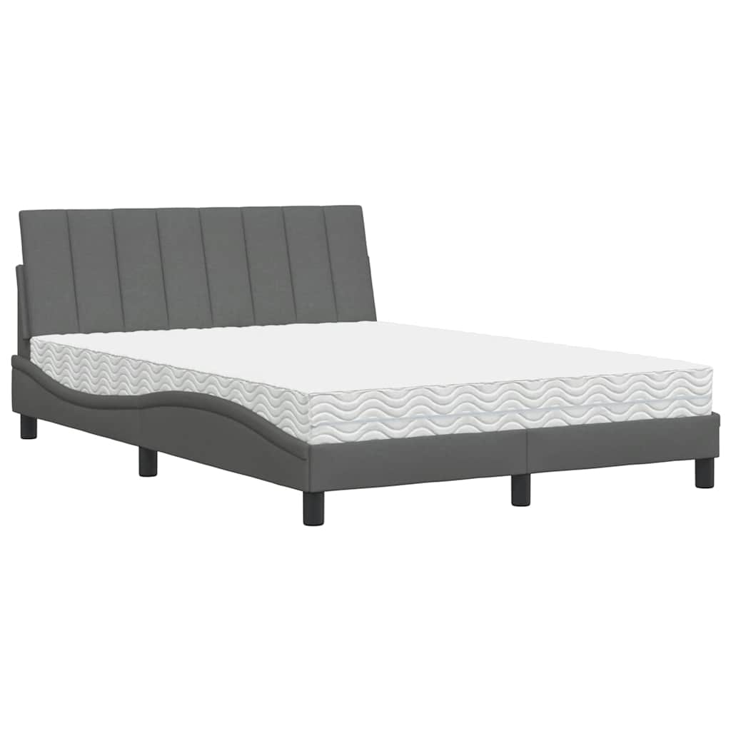vidaXL Κρεβάτι με Στρώμα Hanko Σκούρο Γκρι 120x200 εκ. Υφασμάτινο