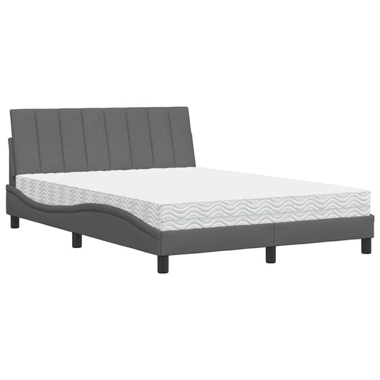 vidaXL Κρεβάτι με Στρώμα Hanko Σκούρο Γκρι 120x200 εκ. Υφασμάτινο