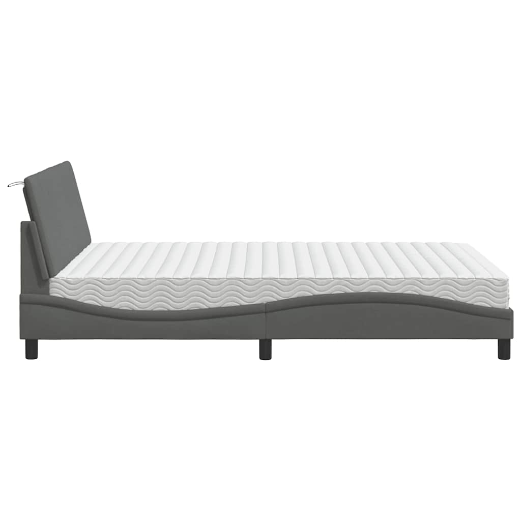 vidaXL Κρεβάτι με Στρώμα Hanko Σκούρο Γκρι 120x200 εκ. Υφασμάτινο