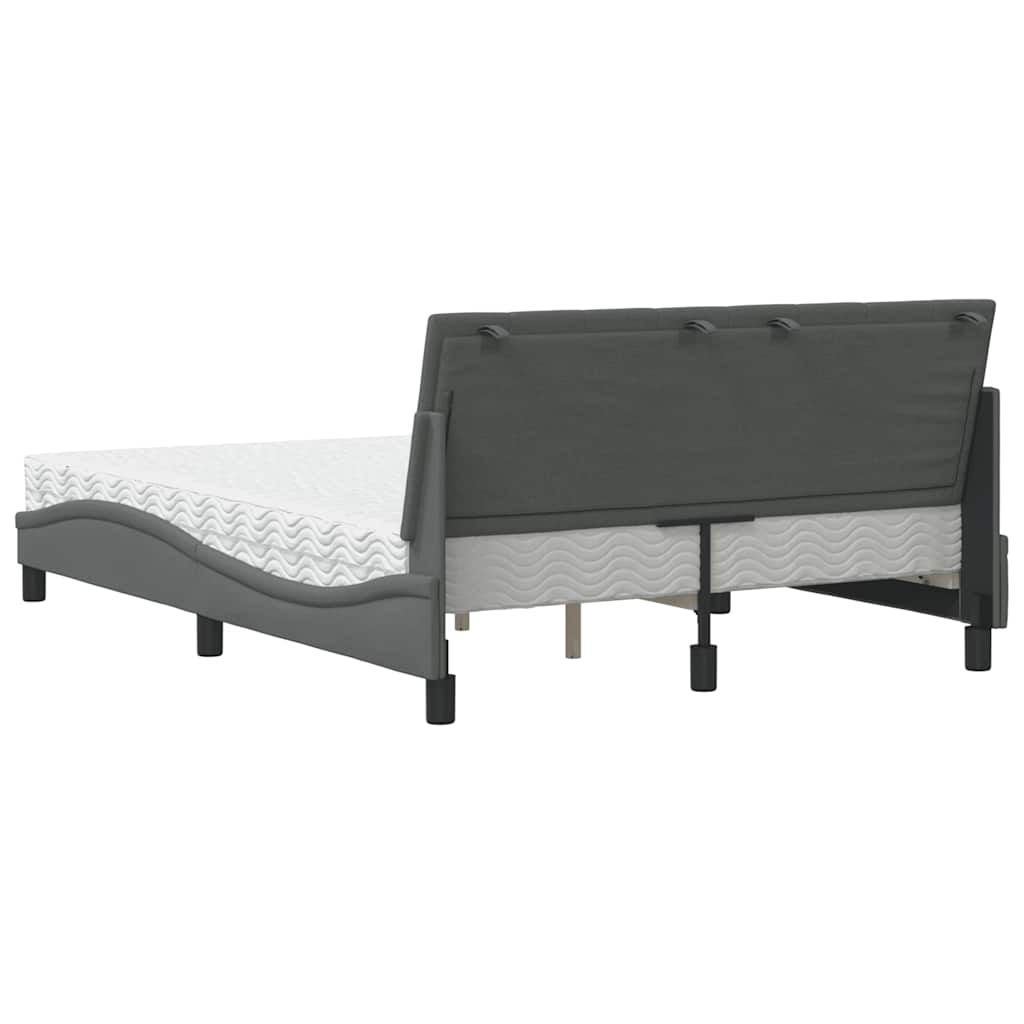 vidaXL Κρεβάτι με Στρώμα Hanko Σκούρο Γκρι 120x200 εκ. Υφασμάτινο
