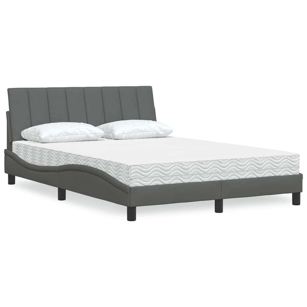 vidaXL Κρεβάτι με Στρώμα Hanko Σκούρο Γκρι 120x200 εκ. Υφασμάτινο