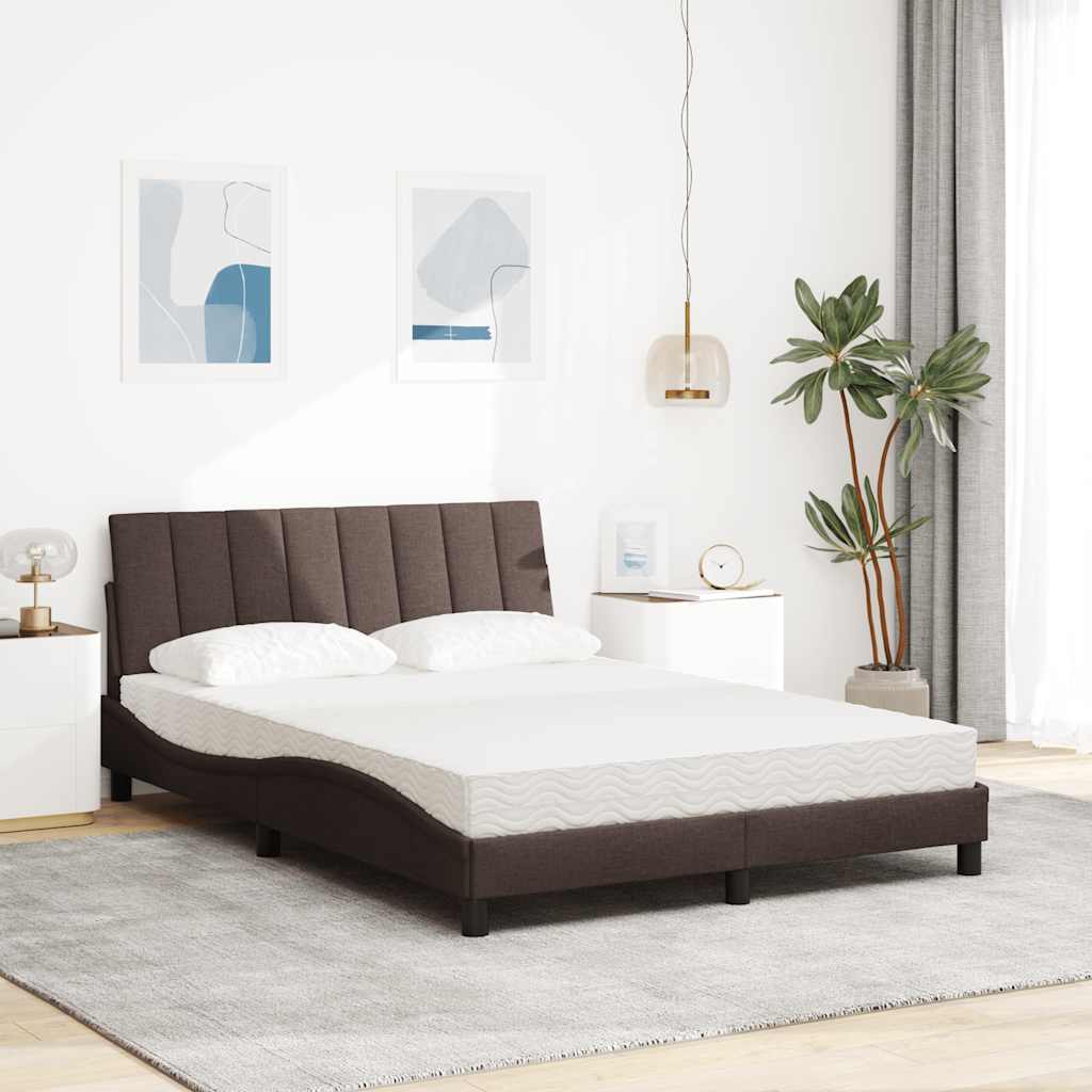 vidaXL Κρεβάτι με Στρώμα Hanko Σκούρο Καφέ 120x200 εκ. Υφασμάτινο