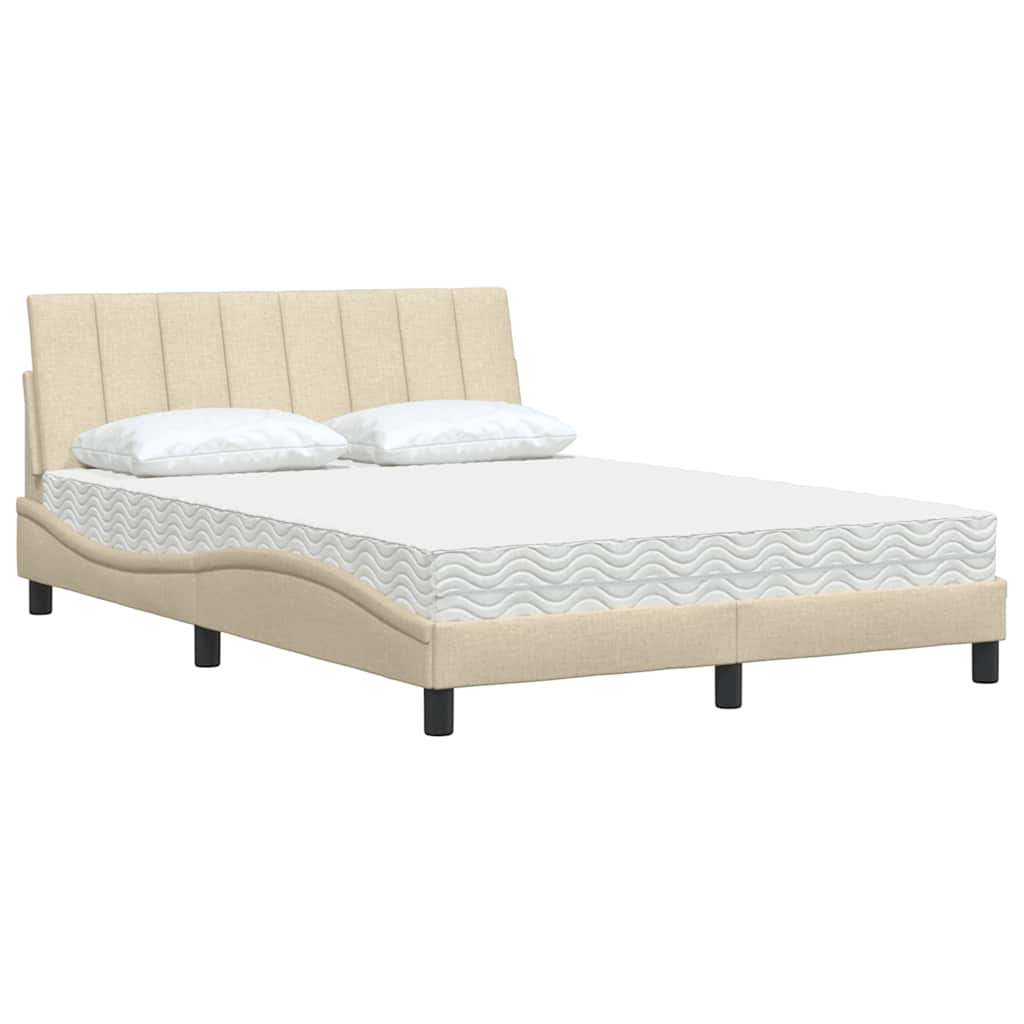vidaXL Κρεβάτι με Στρώμα Hanko Κρεμ 140x190 εκ. Υφασμάτινο