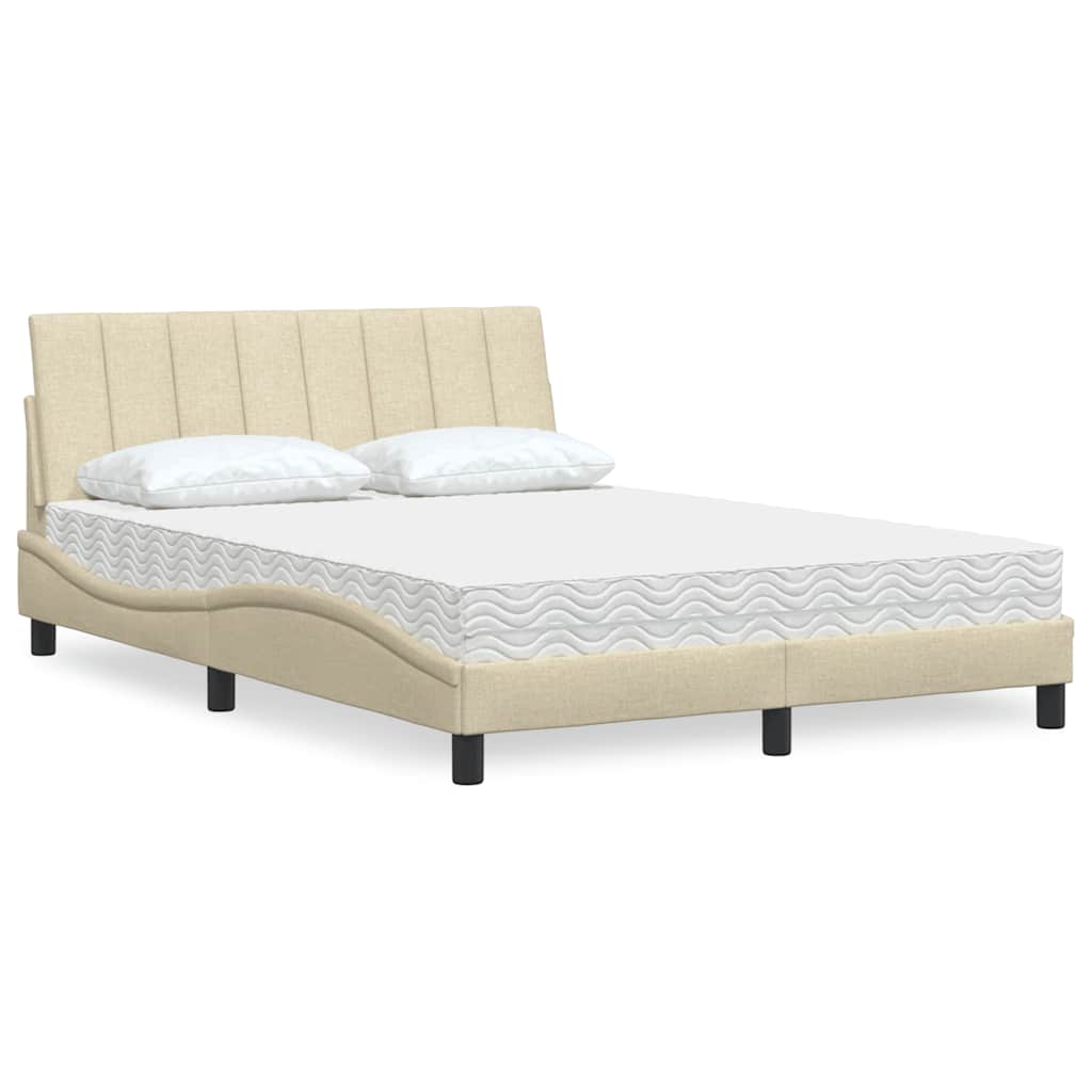 vidaXL Κρεβάτι με Στρώμα Hanko Κρεμ 140x190 εκ. Υφασμάτινο