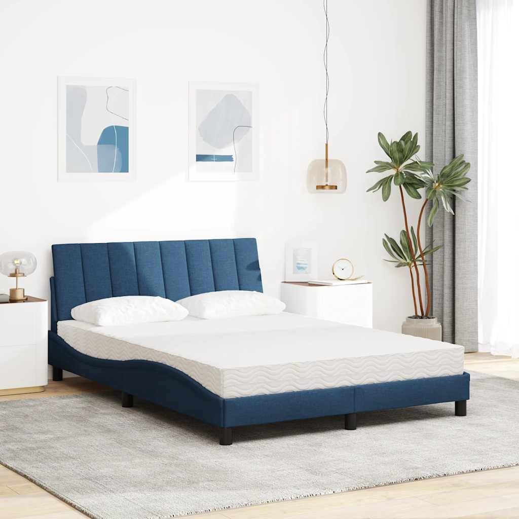 vidaXL Κρεβάτι με Στρώμα Hanko Μπλε 140x200 εκ. Υφασμάτινο