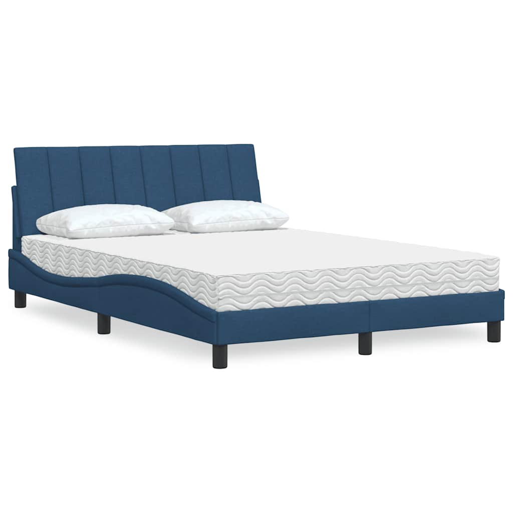 vidaXL Κρεβάτι με Στρώμα Hanko Μπλε 140x200 εκ. Υφασμάτινο