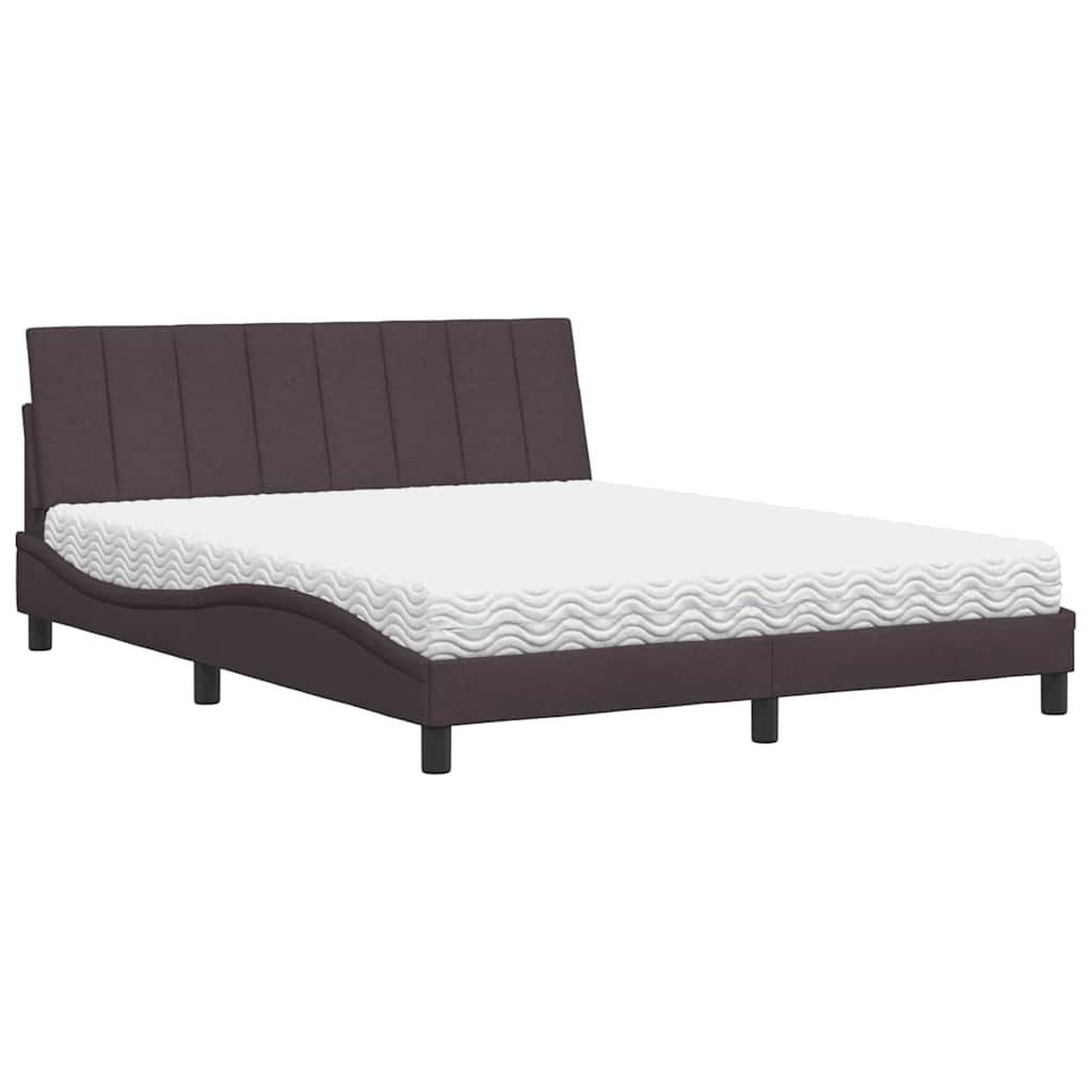 vidaXL Κρεβάτι με Στρώμα Hanko Σκούρο Καφέ 160x200 εκ Υφασμάτινο