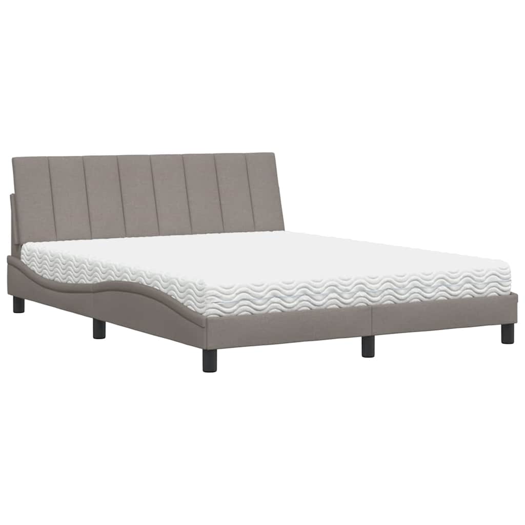 vidaXL Κρεβάτι με Στρώμα Hanko Taupe 160x200 εκ. Υφασμάτινο