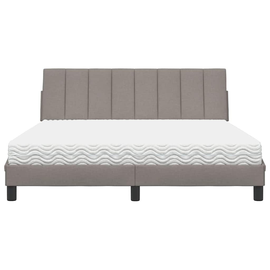 vidaXL Κρεβάτι με Στρώμα Hanko Taupe 160x200 εκ. Υφασμάτινο