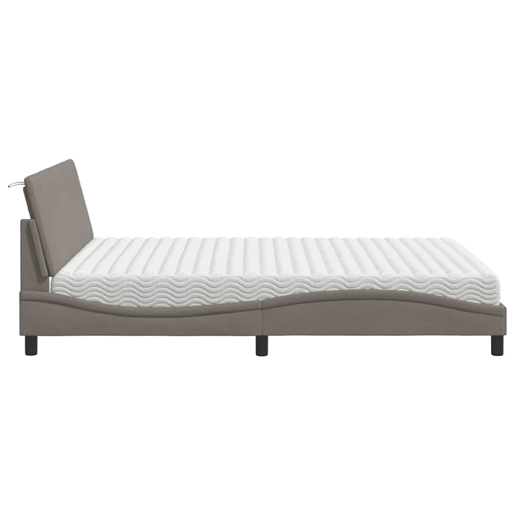 vidaXL Κρεβάτι με Στρώμα Hanko Taupe 160x200 εκ. Υφασμάτινο