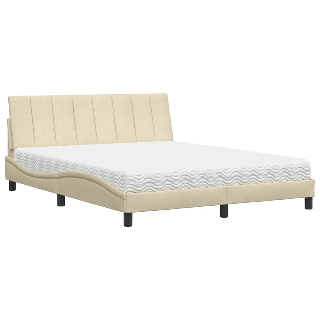 vidaXL Κρεβάτι με Στρώμα Hanko Κρεμ 160x200 εκ. Υφασμάτινο