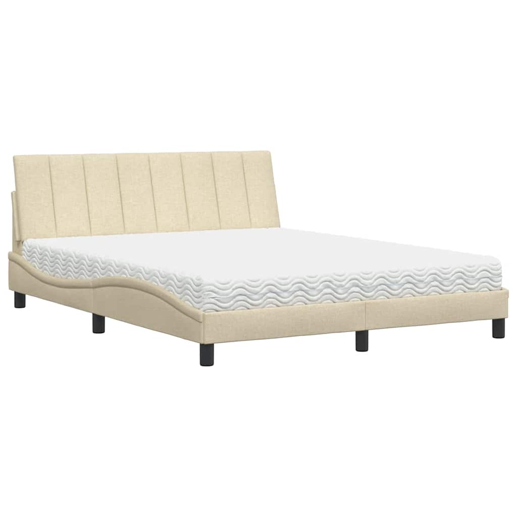 vidaXL Κρεβάτι με Στρώμα Hanko Κρεμ 160x200 εκ. Υφασμάτινο