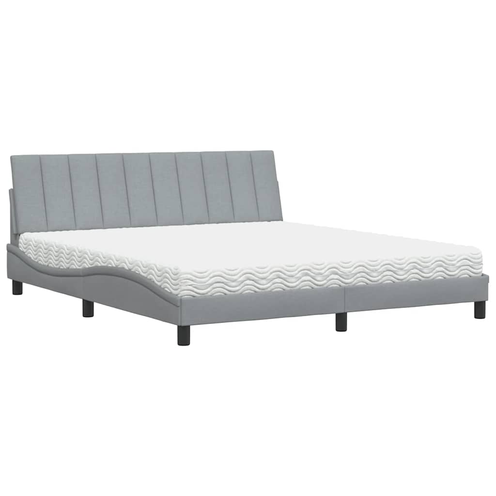 vidaXL Κρεβάτι με Στρώμα Hanko Ανοιχτό Γκρι 180x200 εκ. Υφασμάτινο